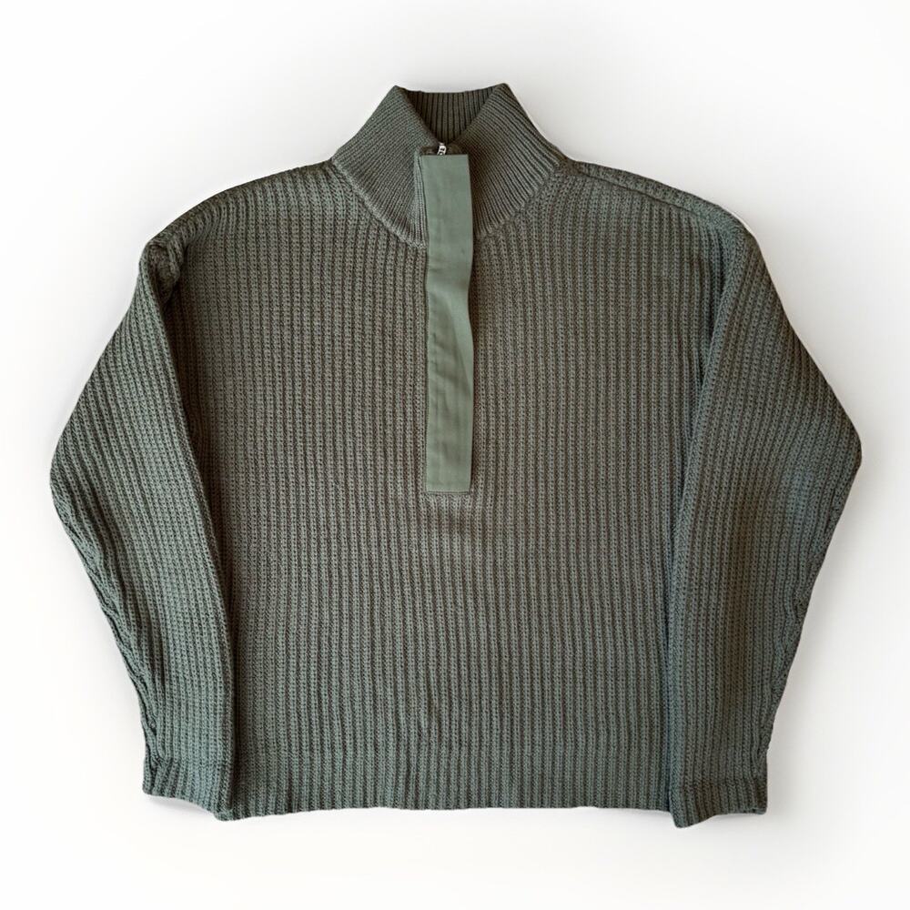 Outerknown Sweater Small Green 1/2 Zip Cotton Pullover Minimalist New York